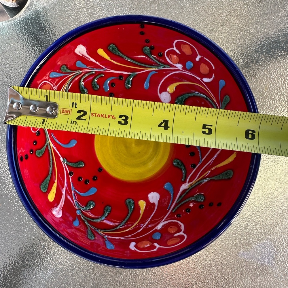 Hand made in Spain, Red and Yellow Ceramic Bowl - Picture 7 of 9